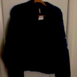 NWT Free People Nantucket movement furry fleece large blue quarter zip.